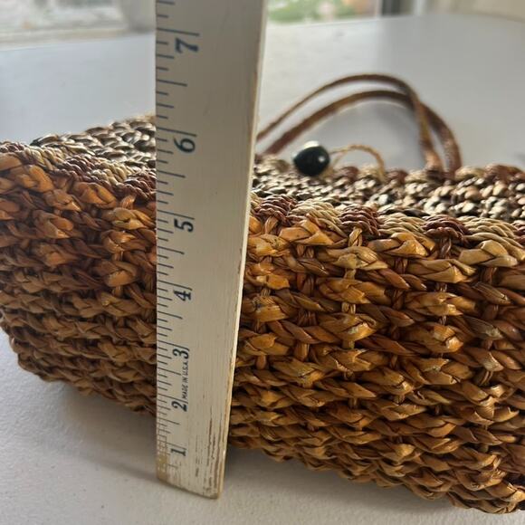 Wicker Rattan Woven Bohemian Two-toned Handbag Two Handle - Picture 9 of 14